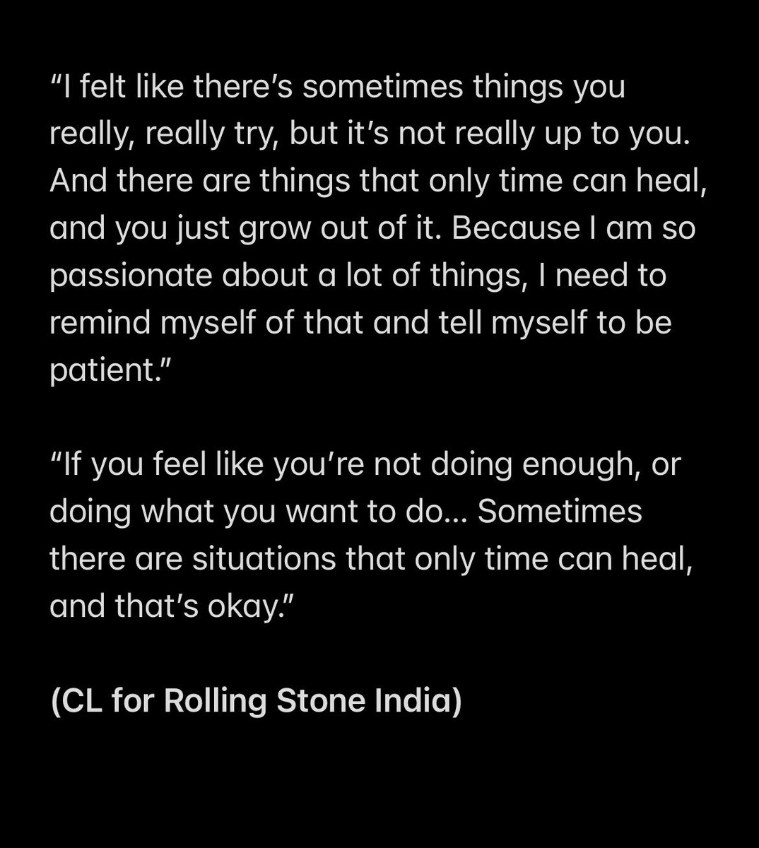 forchaerinnie's tweet photo. “Sometimes there are situations that only time can heal, and that’s okay” - CL

#CL #씨엘  @chaelinCL https://t.co/ubXzeTMw40