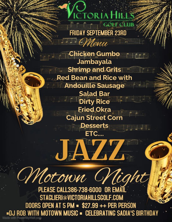 Call for Reservations or Email Staglieri@Victoriahillsgolf.com