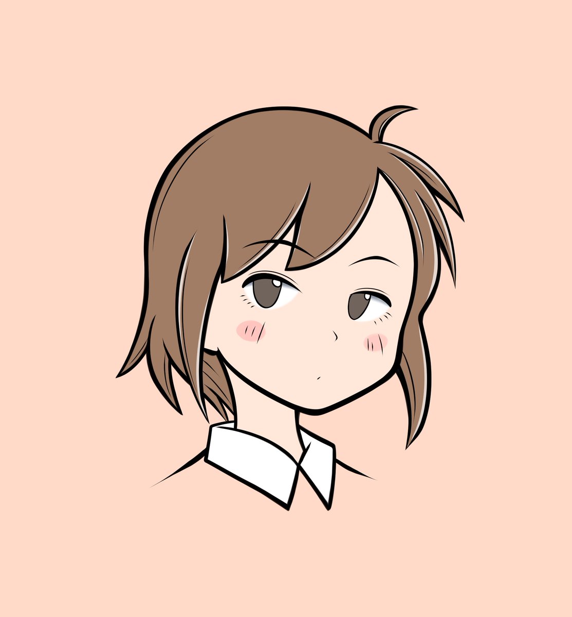 1girl solo brown hair short hair simple background brown eyes looking at viewer  illustration images