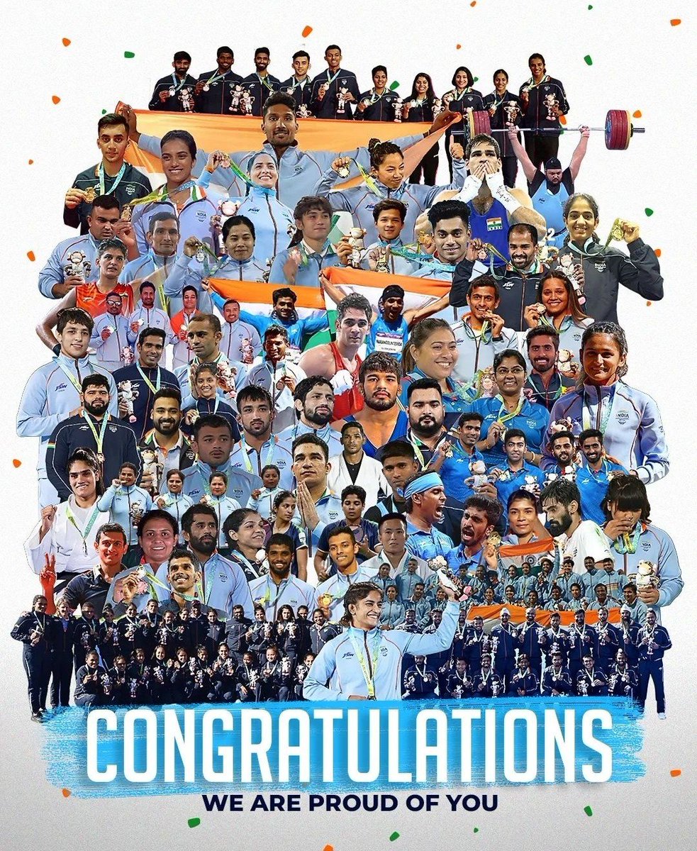 sukkur02's tweet photo. You have brought great laurels for our country. congratulation to all our  winners and the participants of cwg 2022. We are so proud of you.
Jay Hind 🇮🇳👏 https://t.co/196Hzs7ThD
