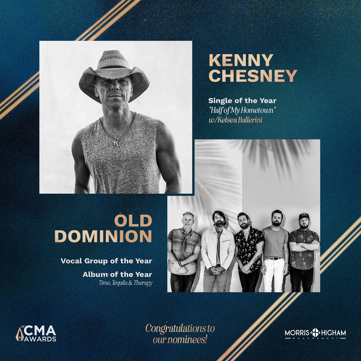 morrishigham's tweet photo. Sending out a HUGE congrats to @kennychesney and @OldDominion on their #CMAawards nominations! 🤩 #teamMHM https://t.co/NS8dyKFWkM
