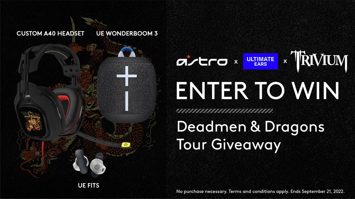 ASTROGaming's tweet photo. The Deadmen &amp; Dragons tour is kicking off and we've got tickets to a show near you thanks to @TrivumOfficial

Comment your favorite Trivium track and validate your entry at https://t.co/Rot43riUXw for your chance to win tickets for you and a friend, new audio gear, and more. https://t.co/cAqe6QGnzX