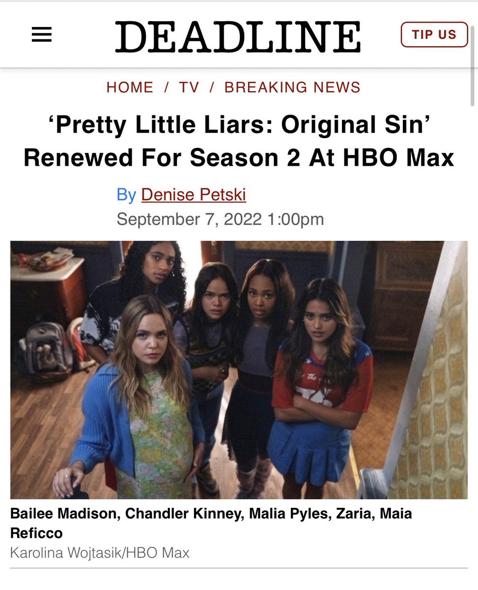 la serie de #PLLOriginalSin a sido renovada para una segunda temporada! próximamente tendremos a las liars devuelta para la continuación y un nuevo misterio! estamos muy felices por esta noticia y por volver a ver a #NoaOlivar en la pantalla ❤️ <a href="/maiareficco/">mai</a> felicidades por esto!