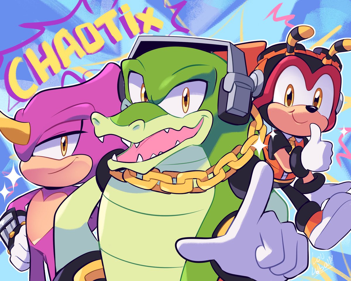 LouLubally's tweet photo. They deserve to have their 
own modern game💜💛💚

#SonicTheHedgehog #sonicfanart #sonicidw https://t.co/vRPOeiucBi