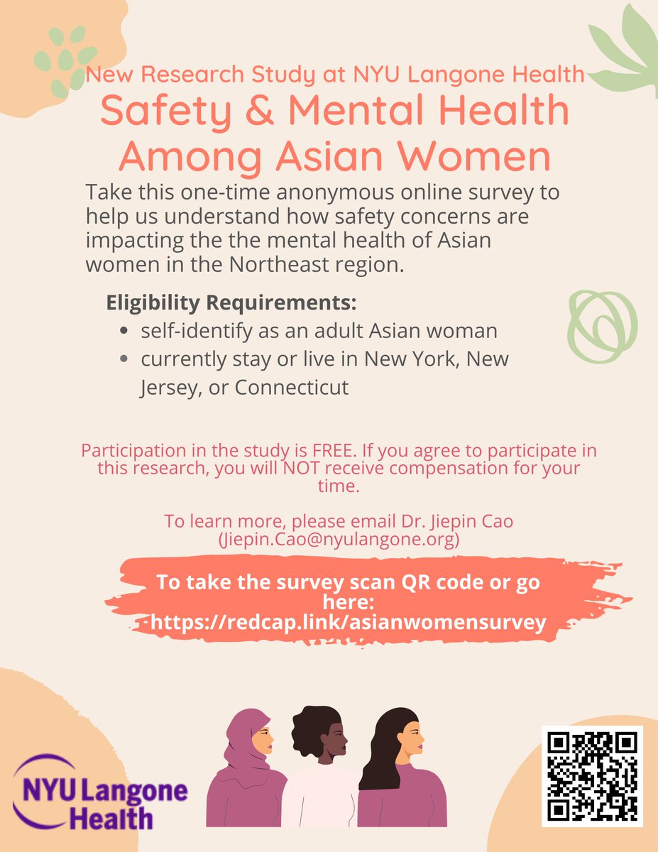 NYU_CSAAH's tweet photo. @NYU_CSAAH @SahnahLim is conducting a study to understand the #mentalhealth and #safety of #Asian and #AsianAmerican women. given the continued violence against Asian women locally and throughout the US. See if you may be eligible to participate! https://t.co/VSyX3oMIQL https://t.co/LRaADWdyjF