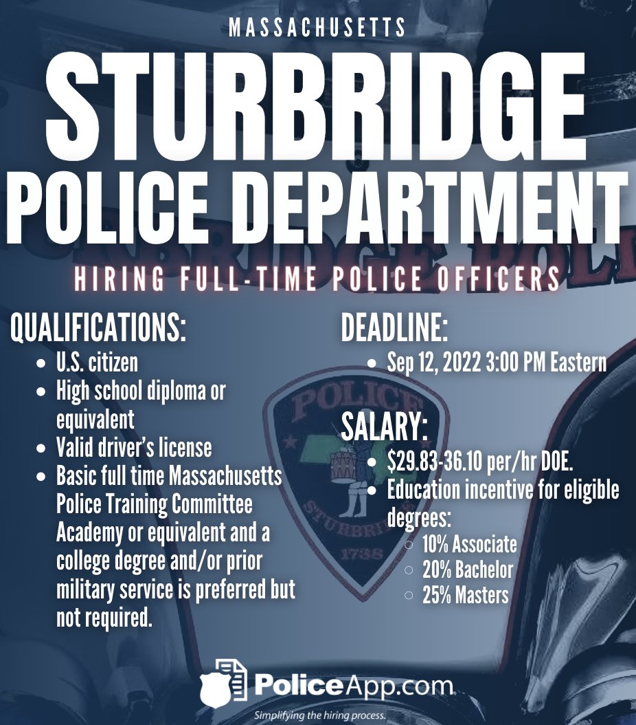 on Twitter "Sturbridge Police Department, MA Job Title