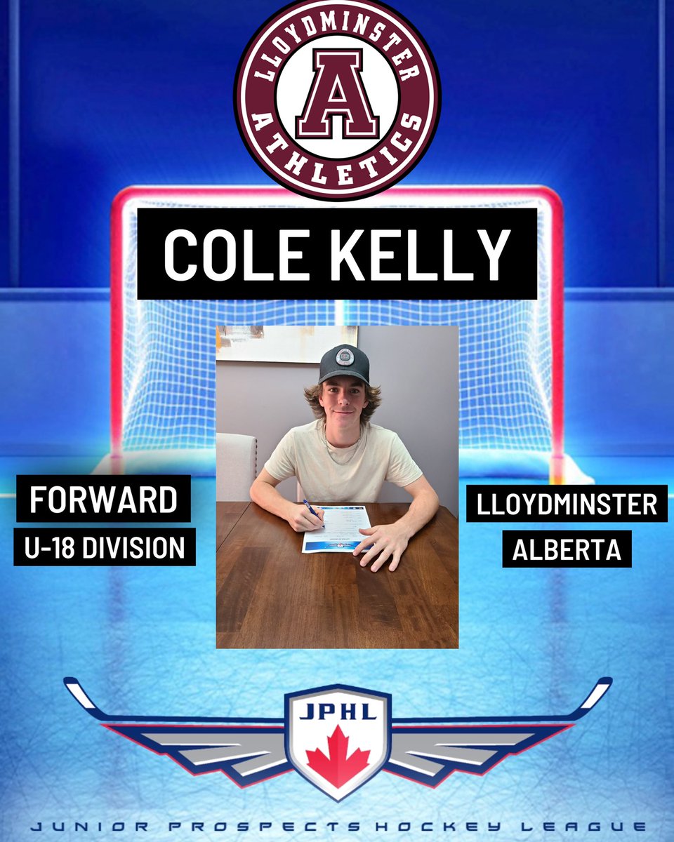 🚨 Cole Kelly 🚨 

Cole is from Lloydminster, a multi sport athlete who also plays for the Holy Rosary Raiders football program! We are excited with the addition of Cole to the U18 program! 

Join us in welcoming Cole and the Kelly family to the Athletics! 

#AthleticsHockey #U18