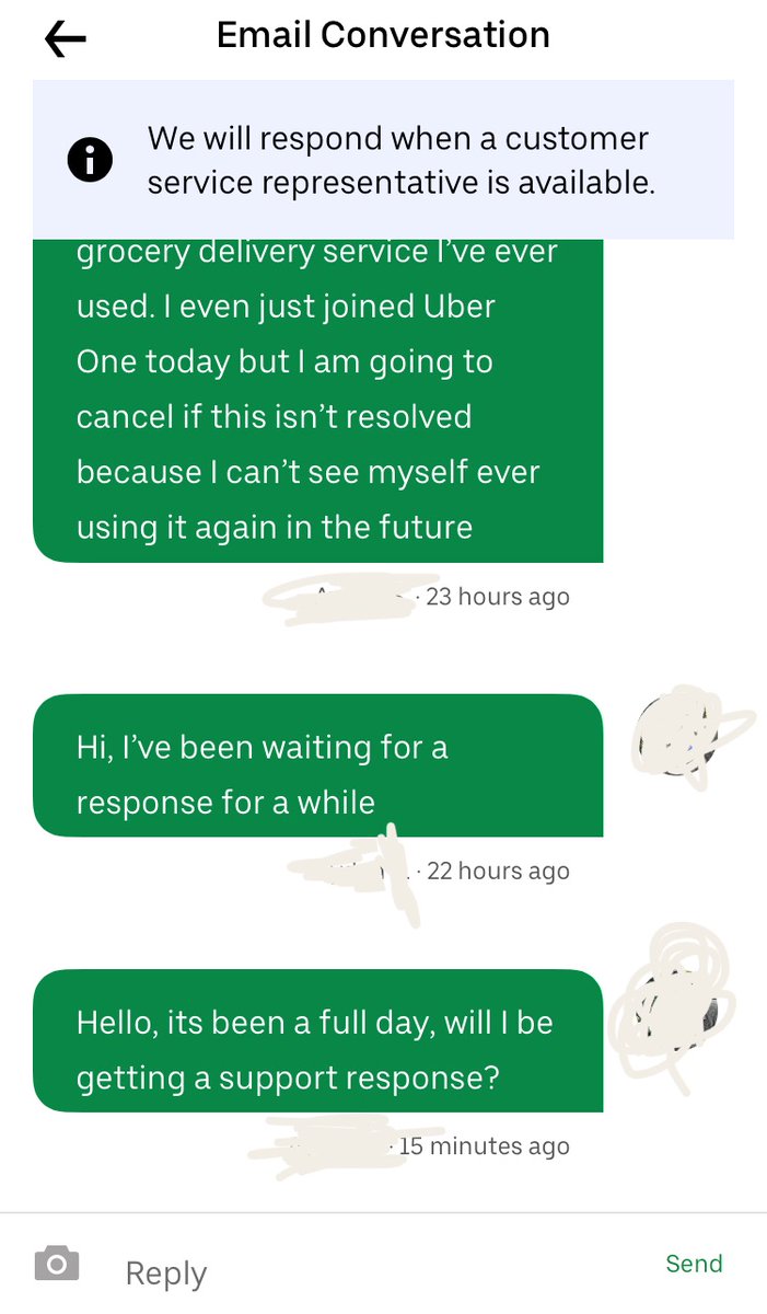 hawyee666's tweet photo. .@UberEats your customer service is atrocious. I received multiple wrong items in my grocery order and many of the substitutions i corresponded with my shopper about extensively were missing and I haven’t received any response from support for nearly 24 hours https://t.co/3xrEHObOR2