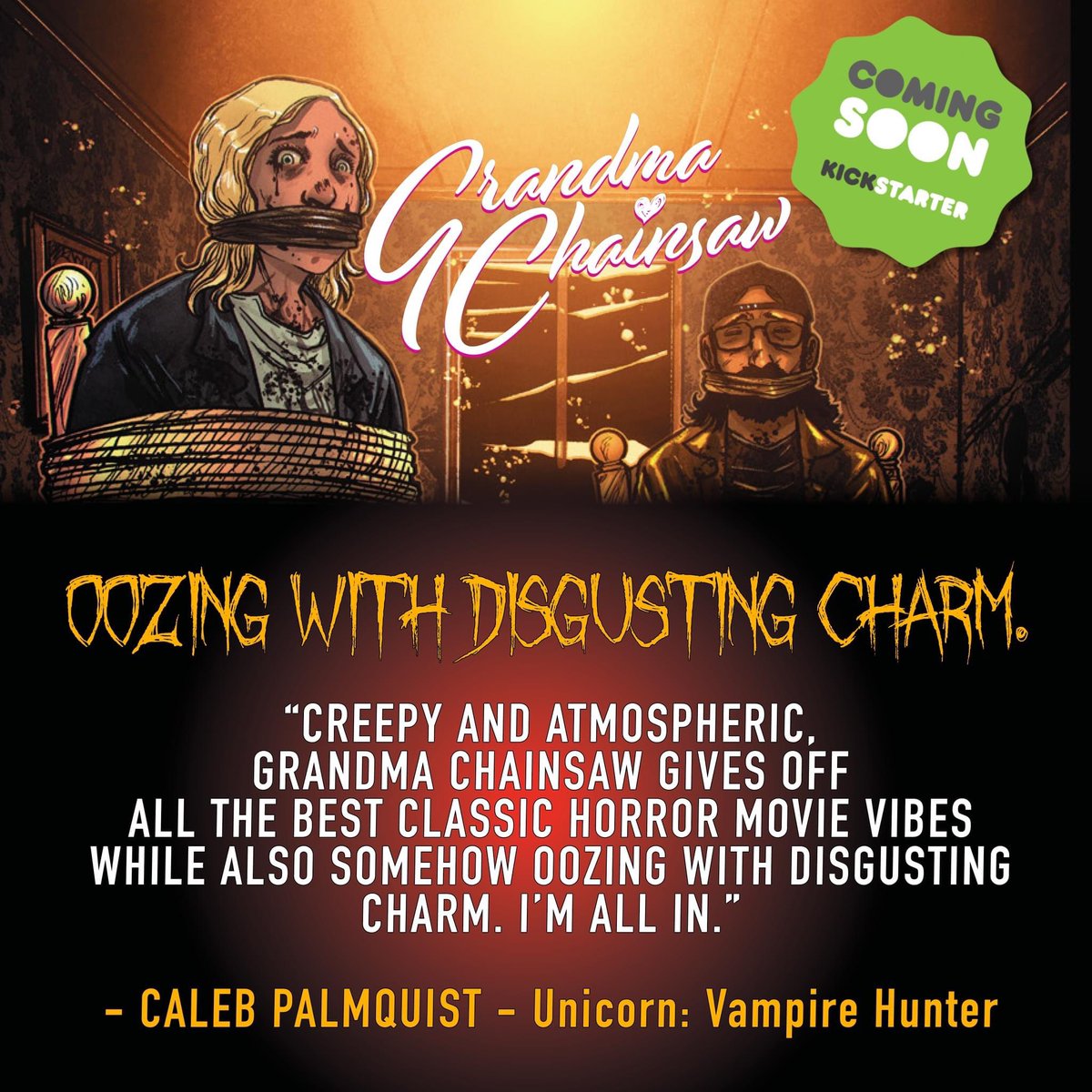 Check out one of our upcoming horror comics, Grandma Chainsaw!