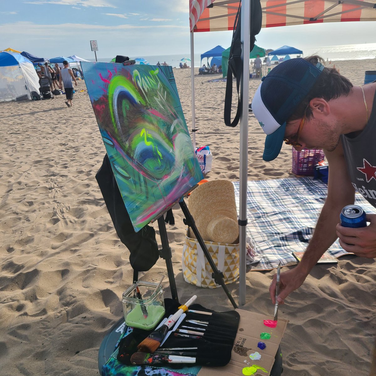 Last sunday, spent the day at the beach along with <a href="/puff_dao/">PuffDAO (💨,💨)</a> and decided to bring a canvas anyone could paint on. Such a fun day. 
Here is a pic of the canvas and where it left off. Big ups to everyone who was there.