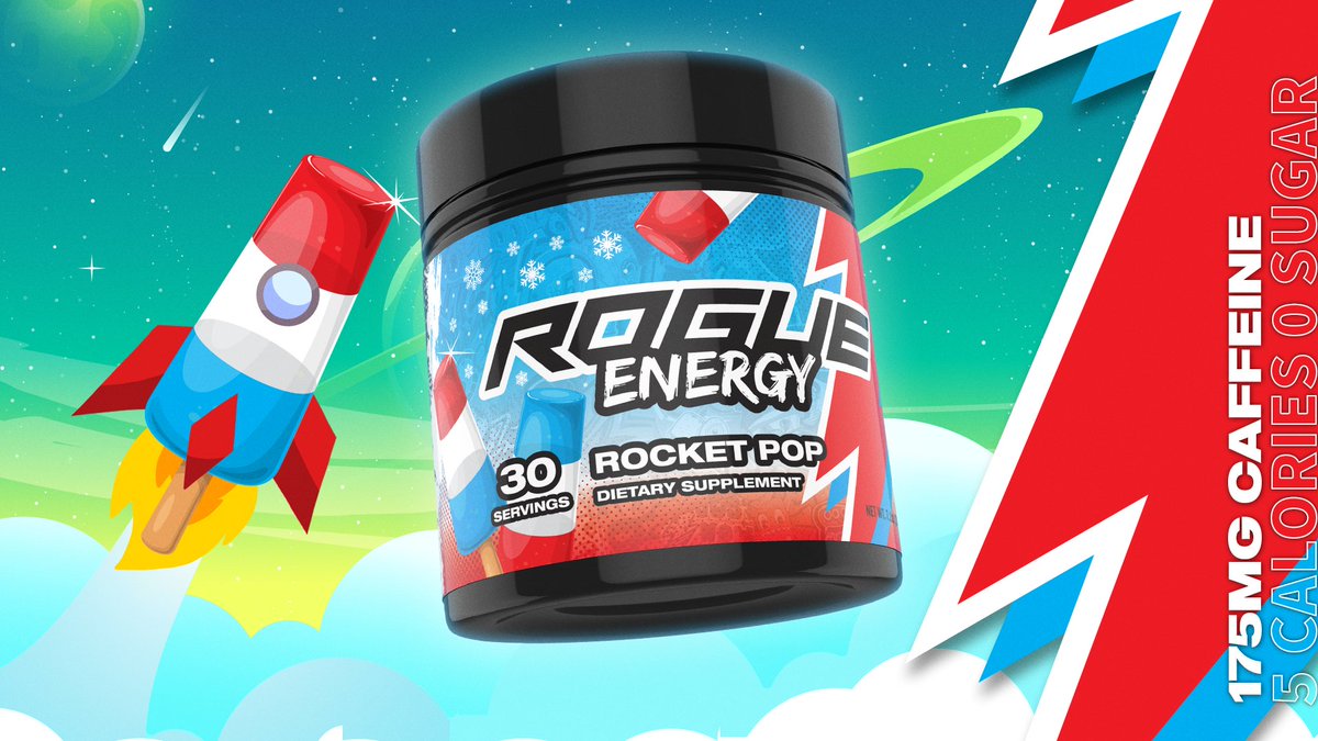 TheRogueEnergy's tweet photo. Our newest #RogueEnergy flavor just dropped and it's rocketing to the top of everyone's favorite flavor list.

Rocket Pop is a delicious red, white, and blue popsicle miracle that you can't miss!

🚀https://t.co/2hGZmY30ok https://t.co/vB7ShYyNfk