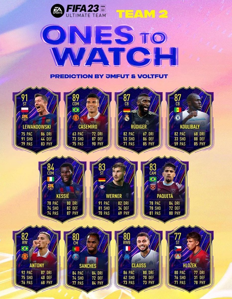IRONPRIM's tweet photo. O que acham desta previsão dos Ones to Watch do Fifa 23??? #Fifa23 #FIFA #futebol #games #fifaultimateteam https://t.co/4WYx2euAT4