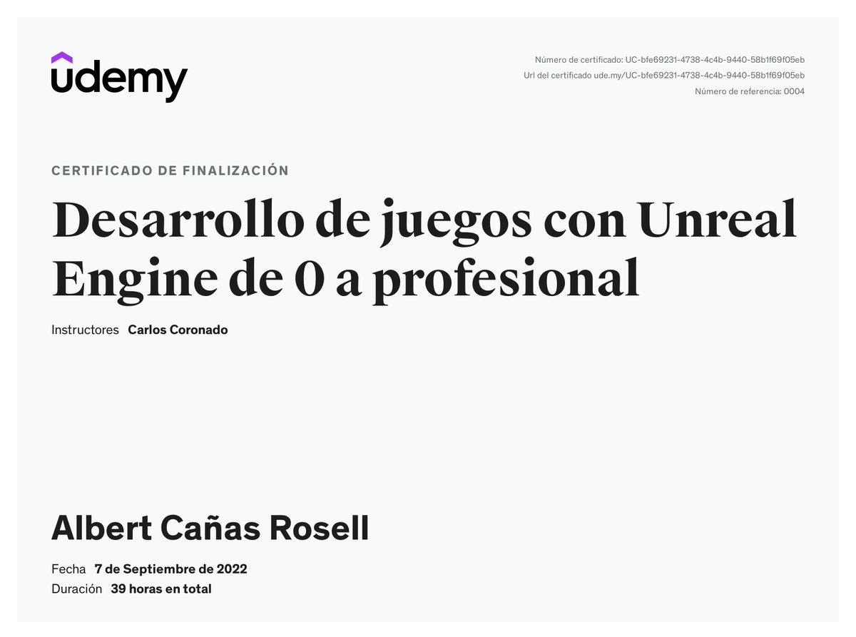 AlbertCanasDev's tweet photo. Con un gran interés sobre Unreal Engine 4, decidí hacer un cursillo del profesor y profesional Carlos Coronado.

Con este, he aprendido mucho sobre UE y diseño de juegos. También he podido observar como piensa y trabaja de manera eficaz un profesional y un montón de cosas más + https://t.co/5nGSzLk7bU