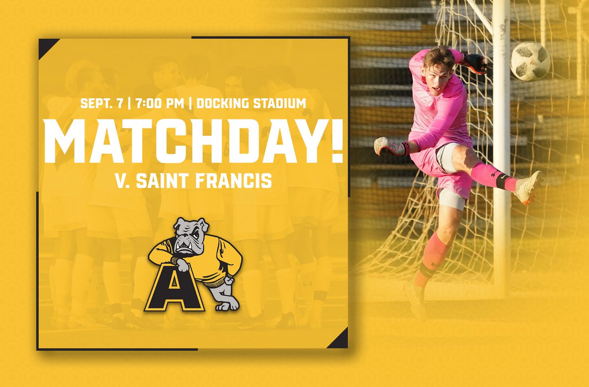 AdrianBulldogs's tweet photo. 🚨MATCH DAY!🚨
⚽️ @ACMensSoccer vs. Saint Francis
⏰ 7:00 PM
📍 Docking Stadium
📺 https://t.co/lqlnMuWDRD
📊 https://t.co/4M84retqpx
🎟️ https://t.co/ZYItaVZ396
#d3soccer https://t.co/55FWOskwpW