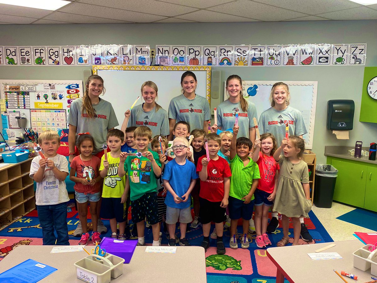 NWOSUWBB's tweet photo. “Reading with the Rangers” stopped in at Cherokee Elementary to hang out with some super cool Pre-K and Kindergarteners this afternoon! 📚❤️

Thanks for letting us come hang out, read some books, and make some awesome Ranger bookmarks! https://t.co/q1zPRBmgo2