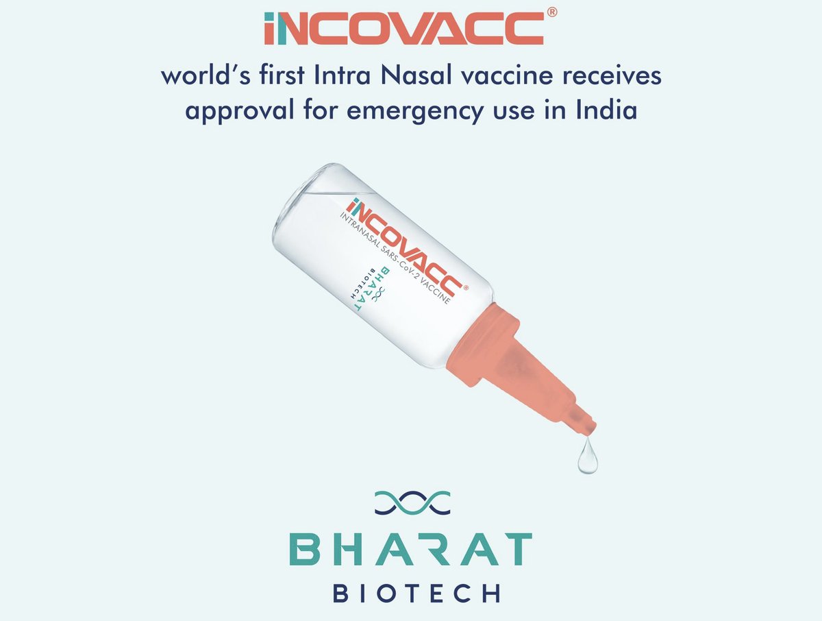 Yes, we can stop getting jabbed 💉 ! 3️⃣drops in each nostril should do. 

The world's 1️⃣ intranasal Covid-19 vaccine (2-dose): INCOVACC!

Kudos to my former colleagues at Bharat Biotech. I am fortunate to be a part of their success.