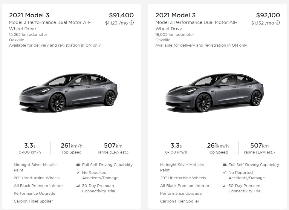 Drive Tesla 🇨🇦 on Twitter: "Tesla has some used inventory in Canada for