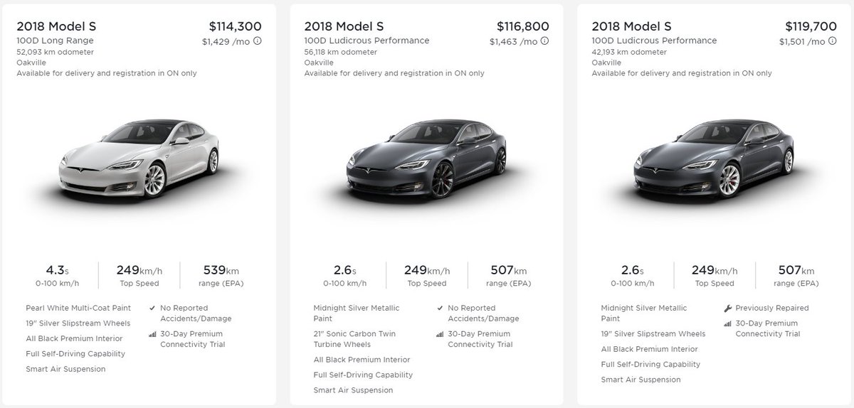 Drive Tesla 🇨🇦 on Twitter: "Tesla has some used inventory in Canada for