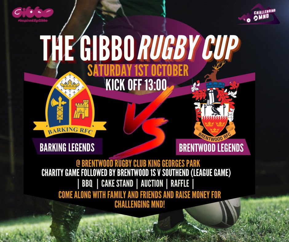 ‼️ It’s time for our Annual Rugby Tournament, the GIBBO Cup! Come along and join us on the 1st October for a fun afternoon of Rugby and enjoy a BBQ, cake stand and raffle! 🎉 All in aid of Challenging MND 💜

#rugby #cmnd #mnd #fundraiser <a href="/savs_southend/">SAVS</a>