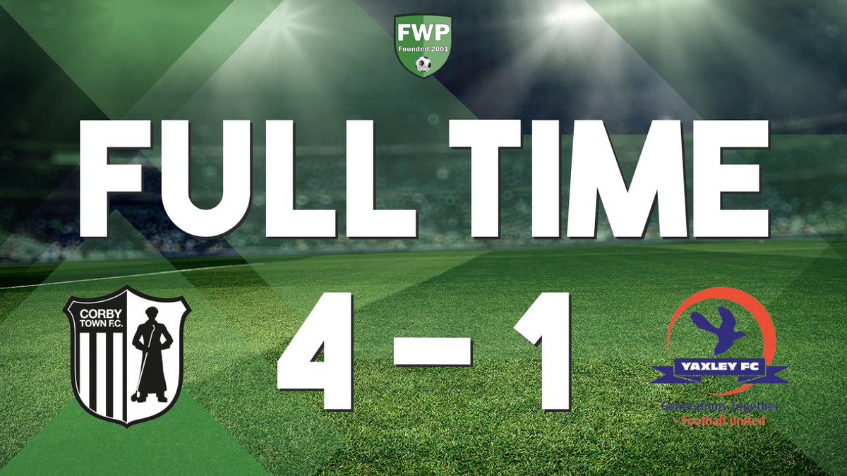 corbytownfc's tweet photo. FULL-TIME: Corby Town 4-1 Yaxley @PitchingIn_ https://t.co/CmXCtgoHLD https://t.co/kGPY1Av0Qr