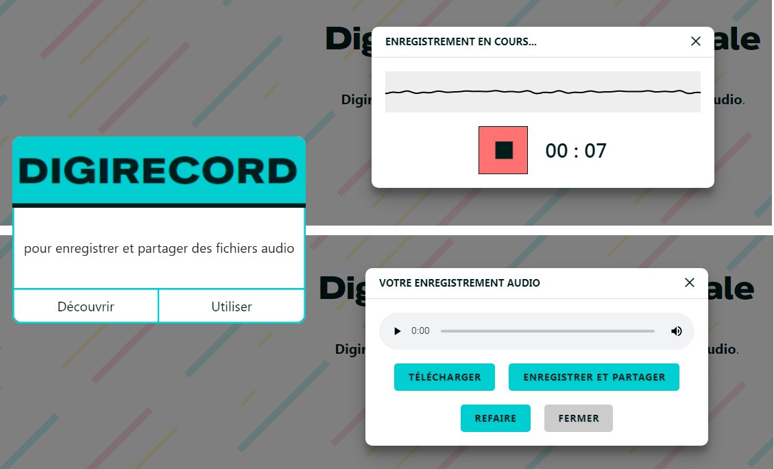 DIGIRECORD de Ladigitale : un nouvel outil bien utile pour faire (ou faire faire aux élèves) un enregistrement audio et le partager facilement (lien en ligne, QR Code, mp3 téléchargeable). Remplace Vocaroo blindé de pubs. ladigitale.dev/digirecord/#/