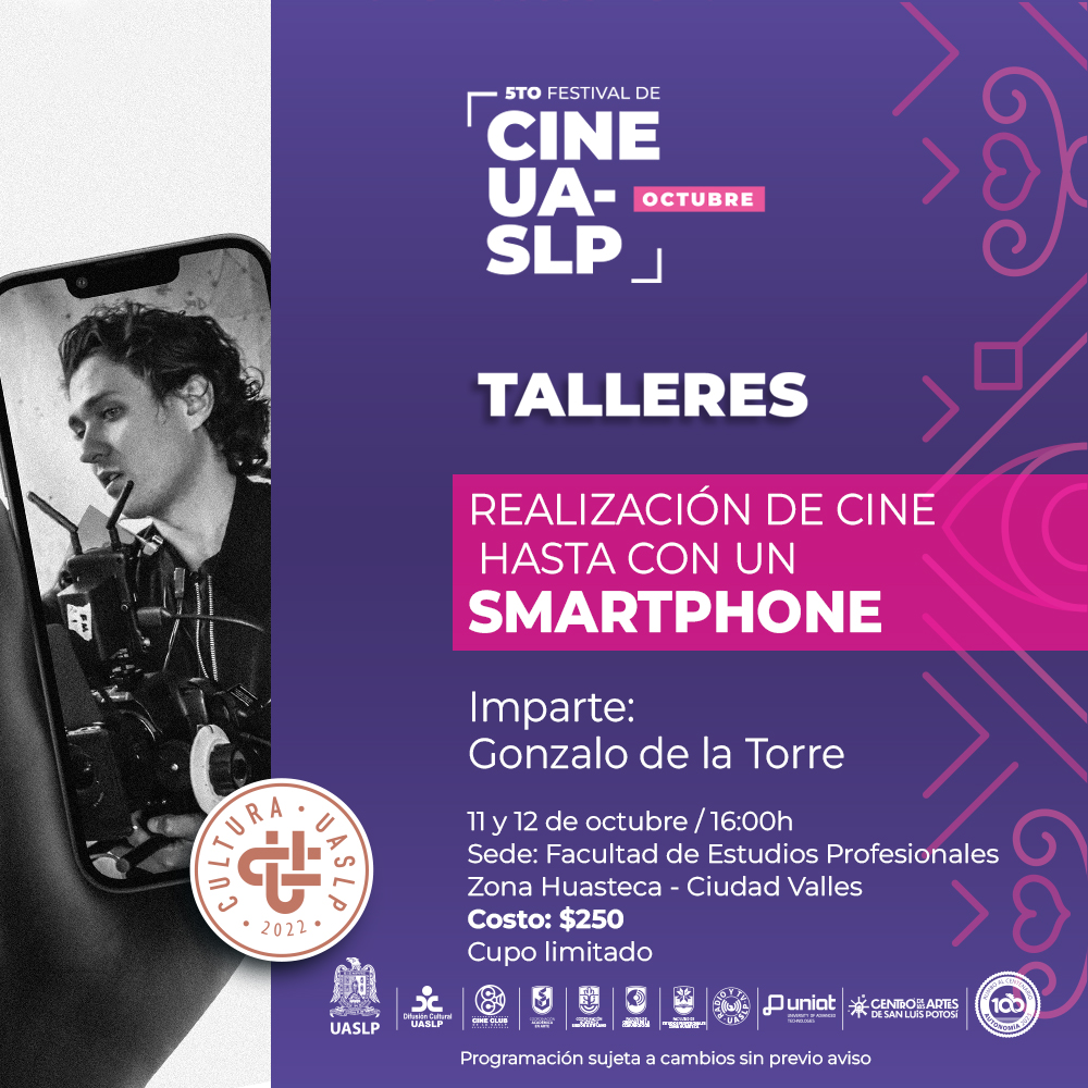 CineUASLP's tweet photo. ¡Talleres listos! 🤓🎬
Inscripciones a partir del día 10 de septiembre
🔍 Consulta toda la información aquí: https://t.co/eaxbas4qEl
Parte 3.
.
#5toFestivaldeCineUASLP #CineUASLP #FestivaldeCineUASLP #CulturaUASLP #CineClubUASLP #UASLP #cine https://t.co/VBdeasyQJA