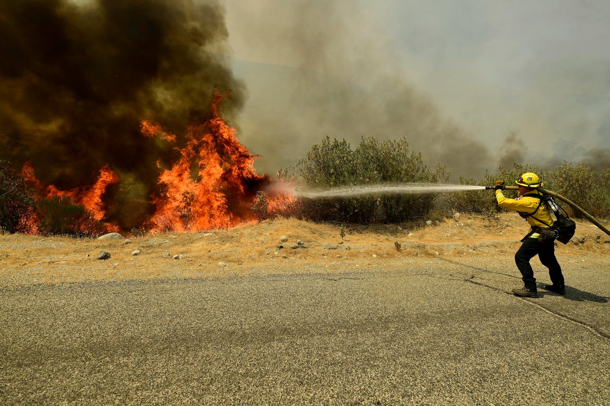 WillLesterPhoto's tweet photo. .@CAL_FIRE firefighters work to keep the #fairviewfire from jumping Bautista Canyon Road within the San Bernardino National Forest in Hemet Wednesday. https://t.co/AyA3QtTfF7