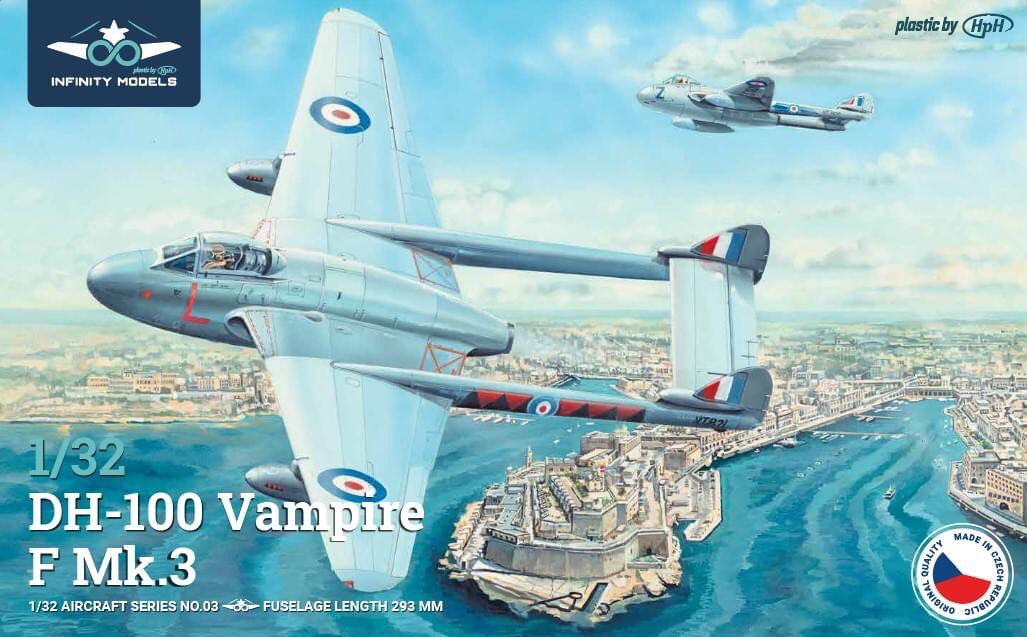 WWHobbies's tweet photo. Infinity Models' NEW 1/32 de Havilland Vampire is now IN STOCK!
Includes decals for RCAF 442 "Vancouver" Sqn.
Availble in-store and online:
https://t.co/A0vwW3GEt1
#vampire #dehavillandvampire #dehavilland #vancouver https://t.co/RupV5ln19g