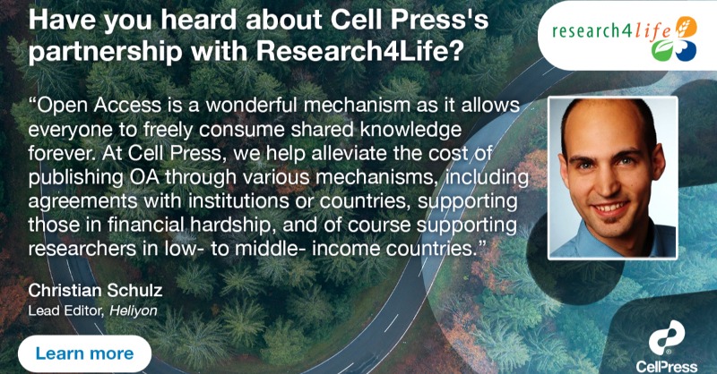 CellPressNews's tweet photo. Learn how Cell Press supports researchers from low- and middle-income countries to enable them to publish and access research. @HeliyonJournal @R4LPartnership #OpenAccess #InclusivityInSTEM