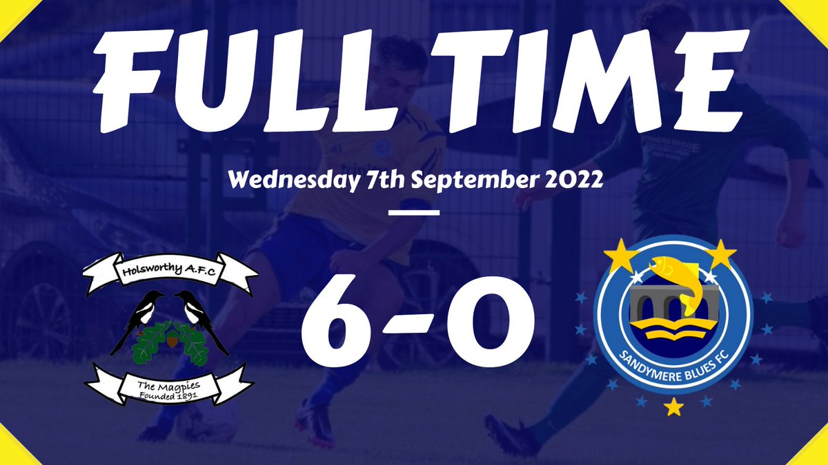 FULL TIME: Holsworthy 6️⃣-0️⃣ Sandymere Blues

Defeat.

#SBFC #UTB