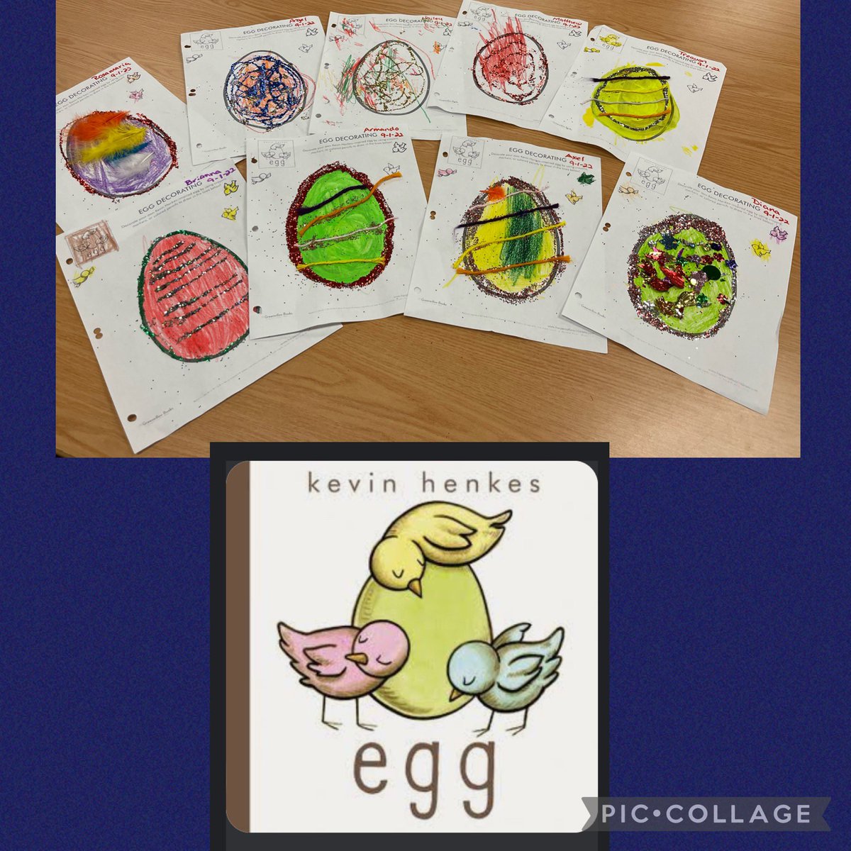WClarkeLibrary's tweet photo. Look at this excellent work by @ngarci30 scholars.  Beautiful creative responses to my reading of “Egg” by @KevinHenkes 📚 Such a beautiful story 📚❤️@WEClarke_MS #sisd_reads https://t.co/1Tvb1Eg3xO