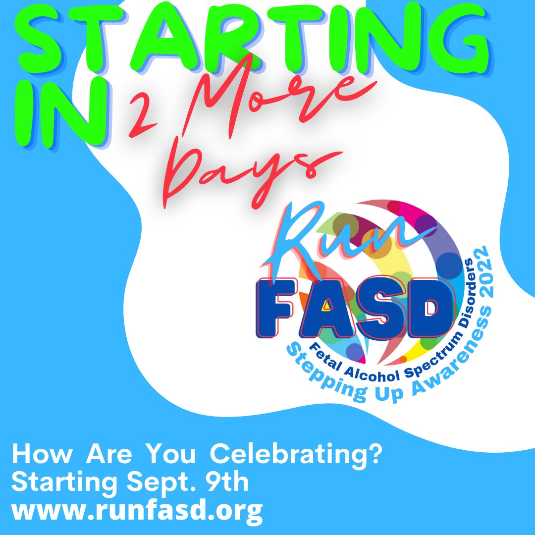 FASDUnited's tweet photo. #RunFASD 2022 is almost here. 2 more days until the start of our race beginning Sept 9th! Whether you are going to #runwalkroll or are just here to #support a great cause, please keep spreading the word📣👟
https://t.co/8V69l09rdJ https://t.co/N3kQsNJ9uM