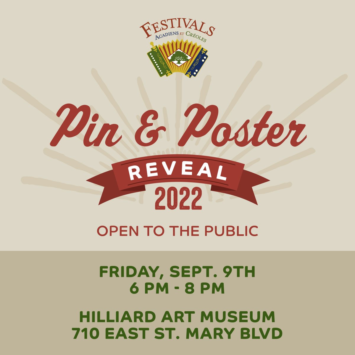 We hope to see you at the unveiling of our 2022 Pin &amp; Poster at the Hilliard Art Museum on Sept 9th!