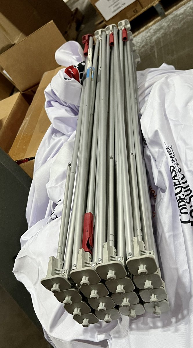 neumaverick's tweet photo. It’s been a wild trip down memory lane when cleaning out some old FUNimation convention stuff that was merged in with our Crunchyroll events storage. The first pop up wall we ever used, DVD table stands for our booth store, a booth graphic for Hetalia, Claymore sword. Just wild! https://t.co/oJxlPnj0oJ