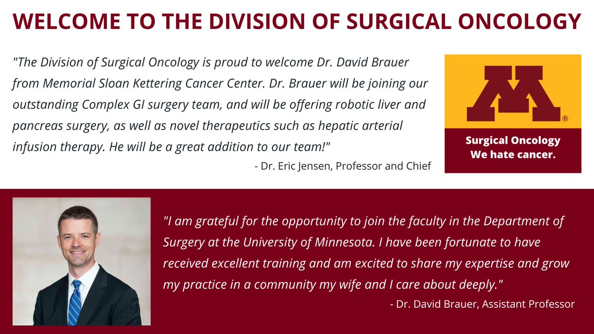 UMN Surg Onc (@umnsurgonc) on Twitter photo We are excited to announce that <a href="/DB_HPB_MD/">David Brauer, MD MPHS</a> has joined the Division of Surgical Oncology! Learn more about Dr. Brauer here: med.umn.edu/bio/surgery-fa…
<a href="/UMNSurgery/">UMN Surgery</a> <a href="/MHealthFairview/">M Health Fairview</a> <a href="/umnmedschool/">UMN Medical School</a> We are excited to announce that <a href="/DB_HPB_MD/">David Brauer, MD MPHS</a> has joined the Division of Surgical Oncology! Learn more about Dr. Brauer here: med.umn.edu/bio/surgery-fa…
<a href="/UMNSurgery/">UMN Surgery</a> <a href="/MHealthFairview/">M Health Fairview</a> <a href="/umnmedschool/">UMN Medical School</a>