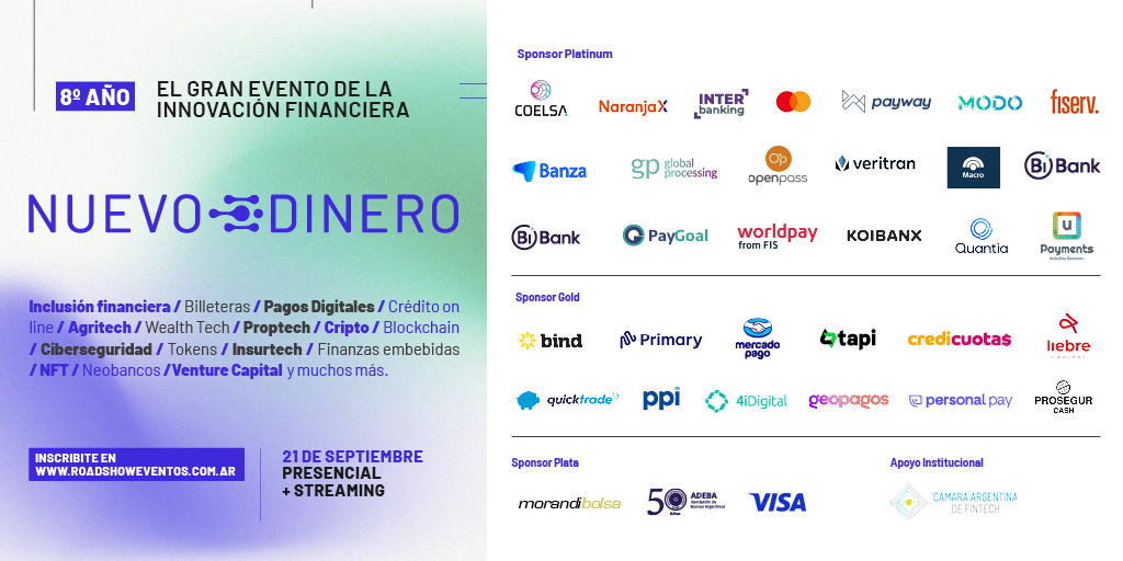 RoadShowOk's tweet photo. Faltan 2 semanas para #NuevoDinero

Los Nº1 de la innovación financiera juntos

No te pierdas los lanzamientos de las principales compañías

+ de 40 speakers

8 horas de contenido 

100%  Networking

21 de septiembre                     

Agenda y entradas https://t.co/dZldBkNSOk https://t.co/miNQaP76On
