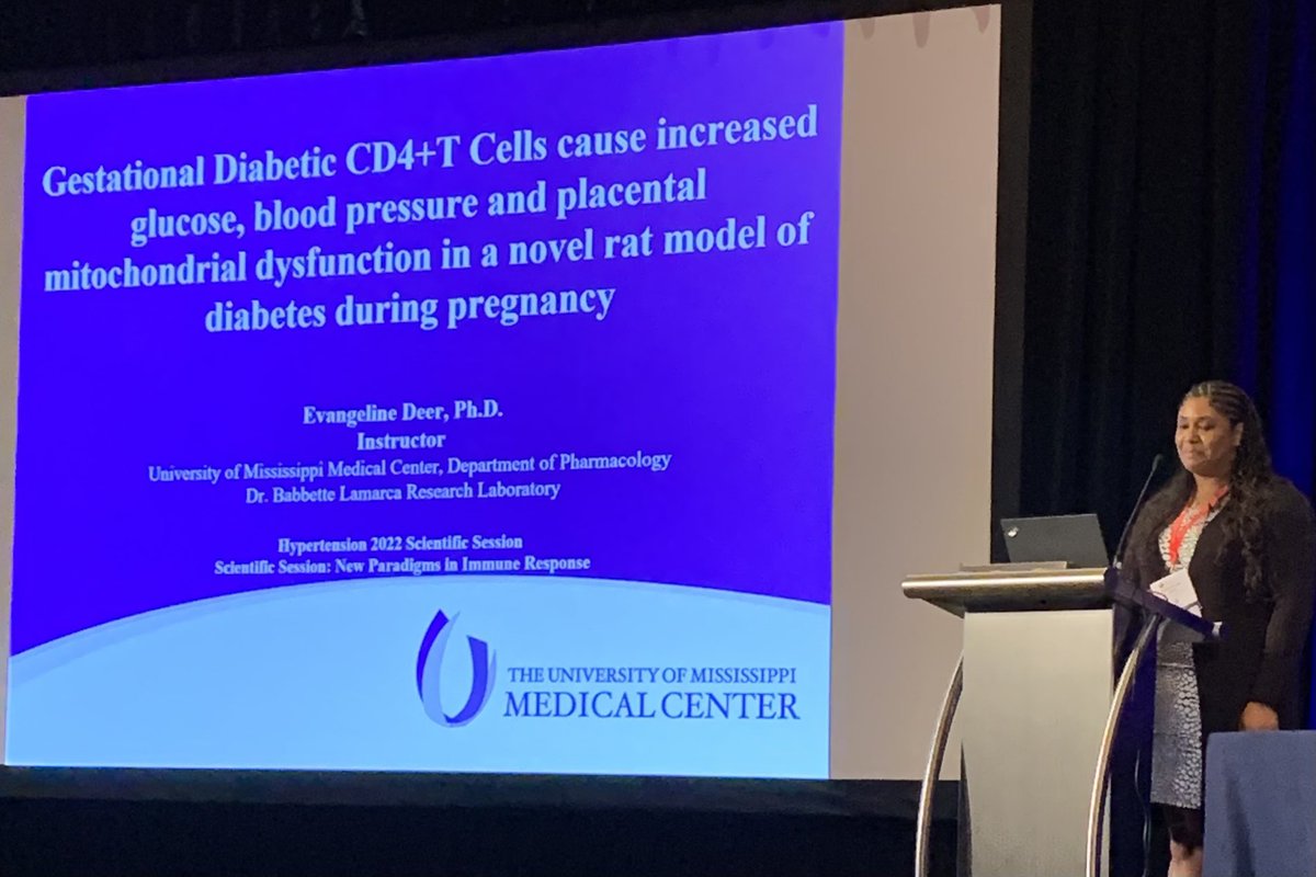 Superb talk by Evangeline on Gestational Diabetic Cd4 T Cells in Blood Pressure and Mitochondrial Dysfunction at #Hypertension22 ⁦<a href="/CouncilonHTN/">Council on Hypertension</a>⁩ ⁦<a href="/AHAScience/">AHA Science</a>⁩ TAC oral session 

⁦@JingWu_URMC⁩ ⁦<a href="/CFWenceslau/">Camilla Ferreira Wenceslau</a>⁩ ⁦<a href="/CamGMcCarthy/">Cam McCarthy</a>⁩ ⁦<a href="/Carmendemigue12/">Carmen De Miguel, PhD, MS, FAHA</a>⁩