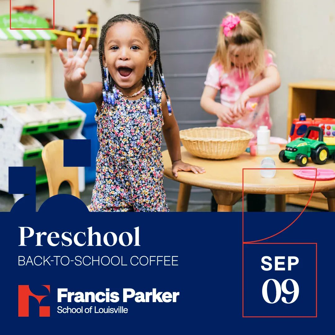 francisparkerky's tweet photo. Attention, Preschool parents/guardians: Join us on Friday, September 9 from 9:00 – 10:00 a.m. for our Preschool Back-to-School Coffee! Learn more at https://t.co/S4K4ue6fF3. 

#francisparkerlouisville #francisparkerwyverns #progressiveeducation https://t.co/V3XMAniTzU