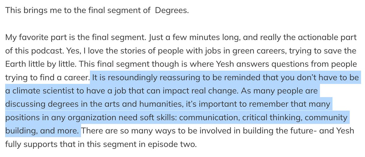poddraland's tweet photo. "The second episode, though? This is the heart of the podcast." My feelings exactly, @IAmKeelinIt. 

Thank you for this release day review of Degrees (cc @EnvDefenseFund)! This section about @YeshSays's new #AskYesh section is *chefs kiss*.

https://t.co/eOUMoAtrah https://t.co/TyAQATlY2O