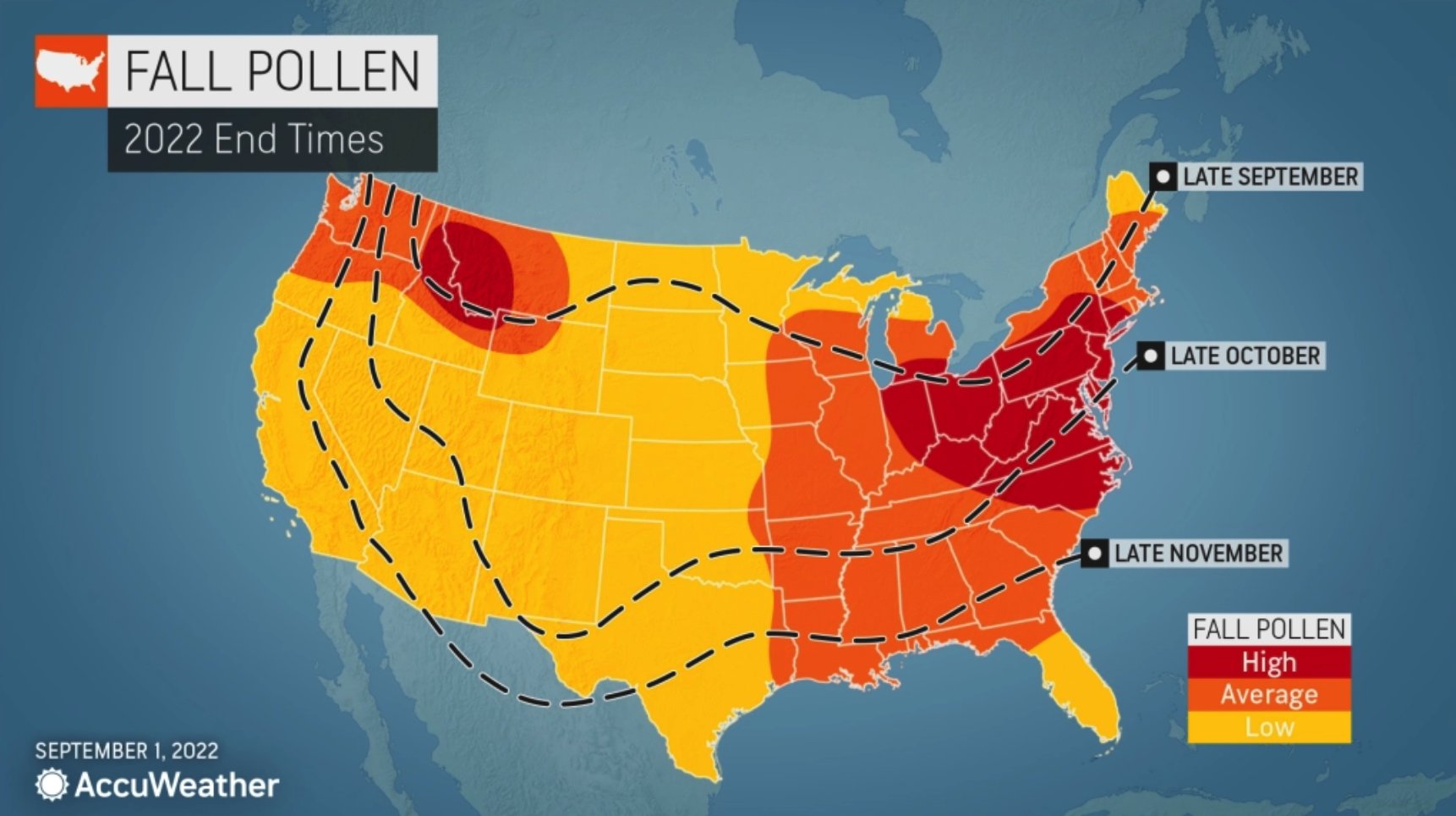 AccuWeather’s 2022 US fall allergy forecast / Twitter