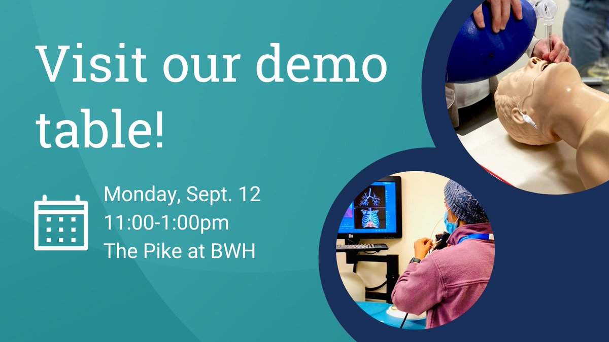 Join us at our demo table this Monday on the Pike at <a href="/BrighamWomens/">Brigham and Women's Hospital</a>! Try out some of our #simulation equipment and learn more about the STRATUS center. We hope to see you there! #HcSimWeek22 #MedEd #HealthcareSimulationWeek #Hospital