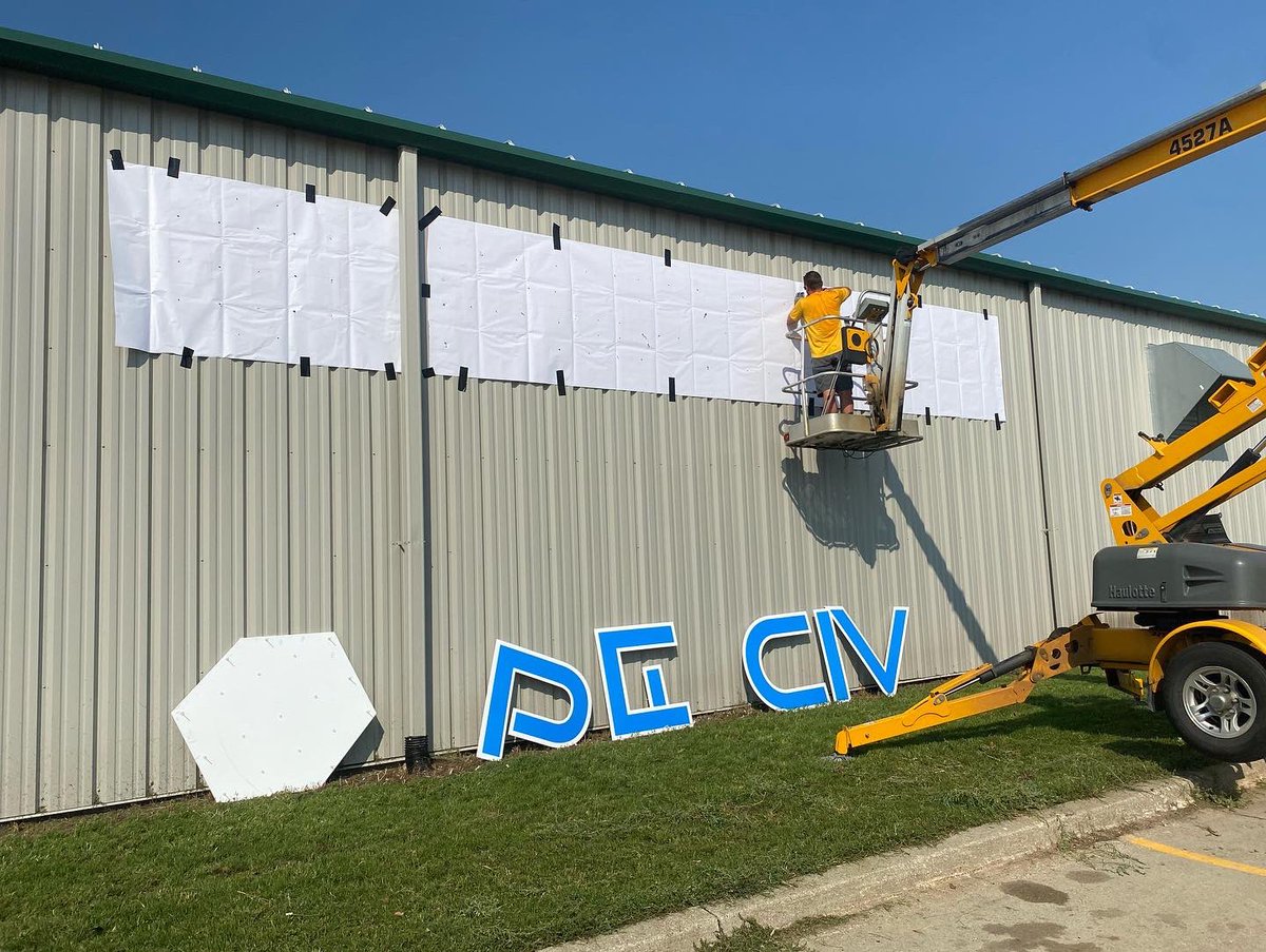 PercivalSci's tweet photo. 🎉We are ecstatic about our new signage that just went up on our building! ‼️Big shoutout to Connor and Jimmy from Iowa Sign Company for working hard on installing these for us. #signage #IowaSignCompany #logo #branding #PercivalScientific #HelpingYouCreateBetterScience https://t.co/hZ1xErAGsX