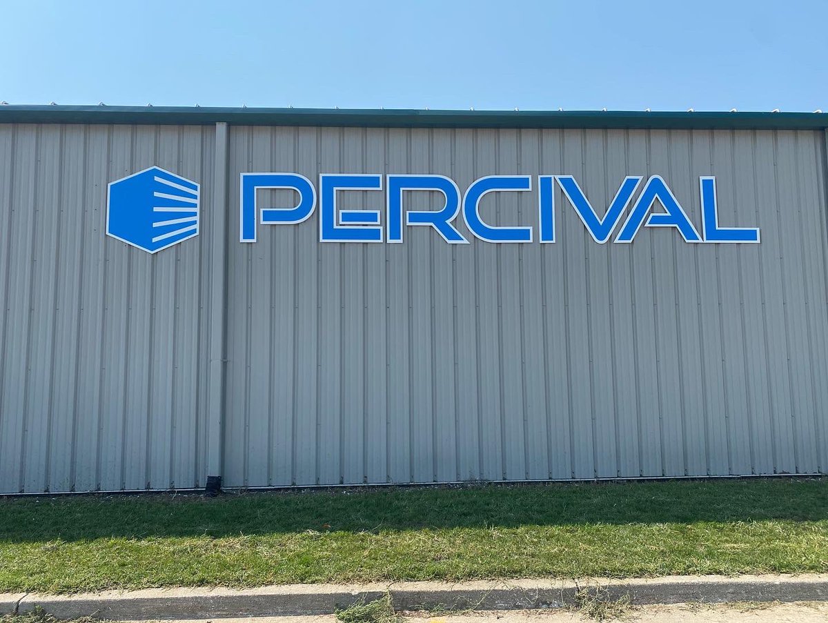 PercivalSci's tweet photo. 🎉We are ecstatic about our new signage that just went up on our building! ‼️Big shoutout to Connor and Jimmy from Iowa Sign Company for working hard on installing these for us. #signage #IowaSignCompany #logo #branding #PercivalScientific #HelpingYouCreateBetterScience https://t.co/hZ1xErAGsX