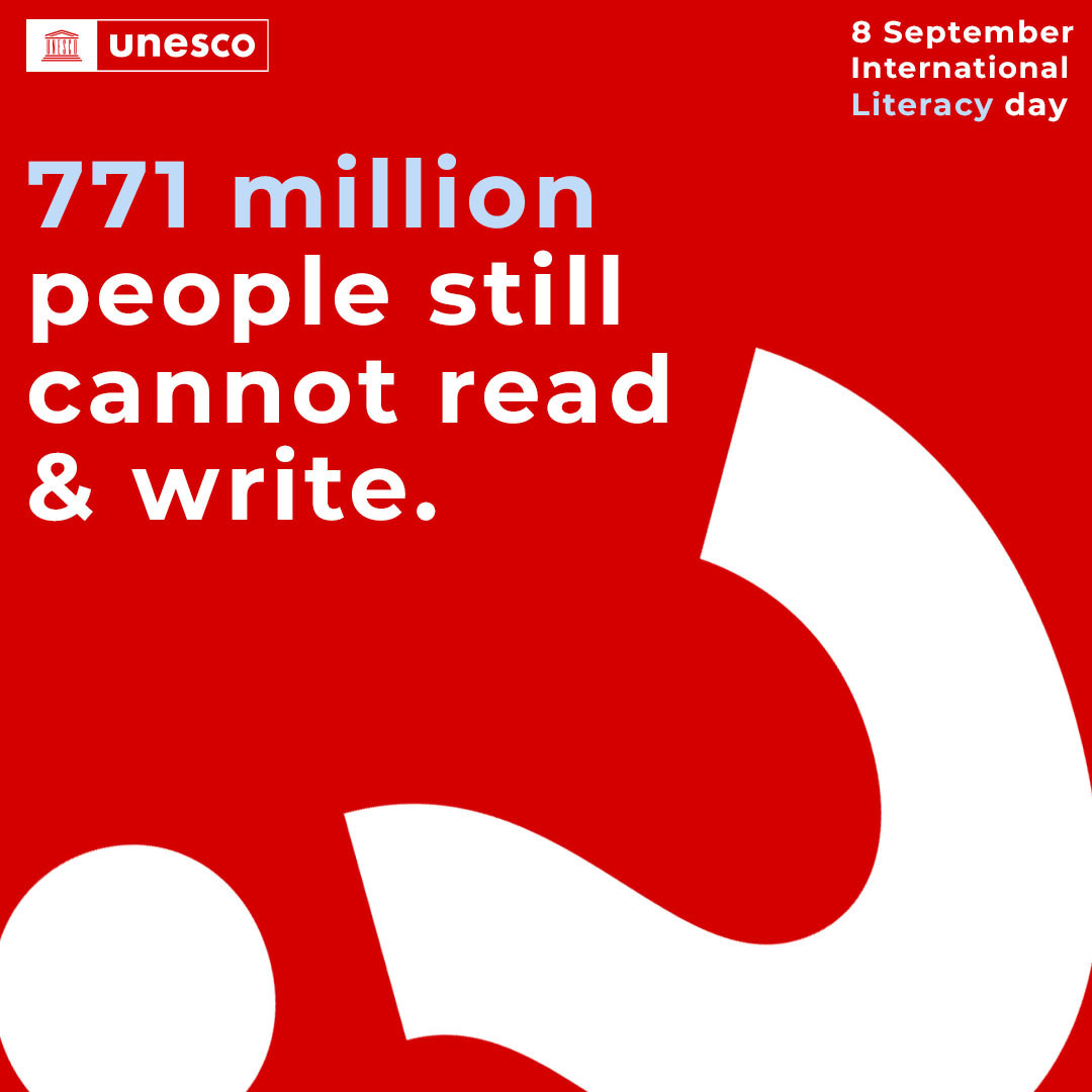 Learning how to read &amp; write should be a significant milestone for everyone. But, 771 million adults &amp; young people lack basic literacy skills. 
 
On Thursday's #LiteracyDay &amp; every day, <a href="/UNESCO/">UNESCO 🏛️ #Education #Sciences #Culture 🇺🇳</a> promotes literacy &amp; learning for all: on.unesco.org/LiteracyDay2022