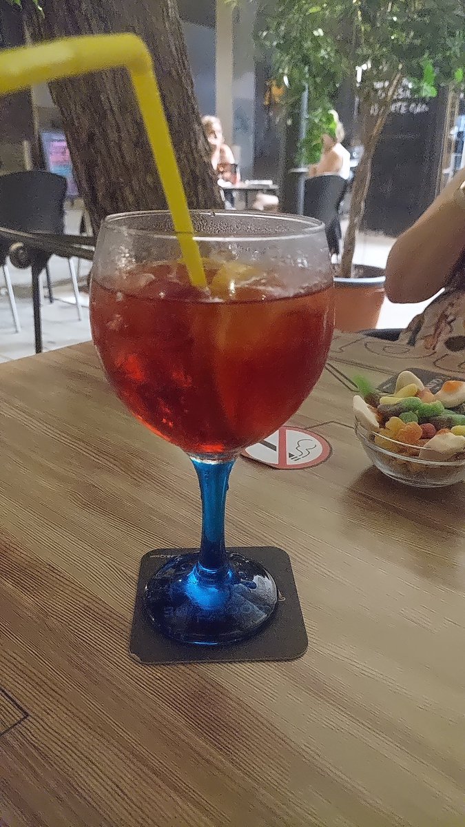 audspaul's tweet photo. When in a bar in Majorca and they don't know what's a Negroni is. You give them the ingredients and this is what arrives. Floating home 🤣 Thought of you @matt_tebbutt https://t.co/c0vKJAYToz