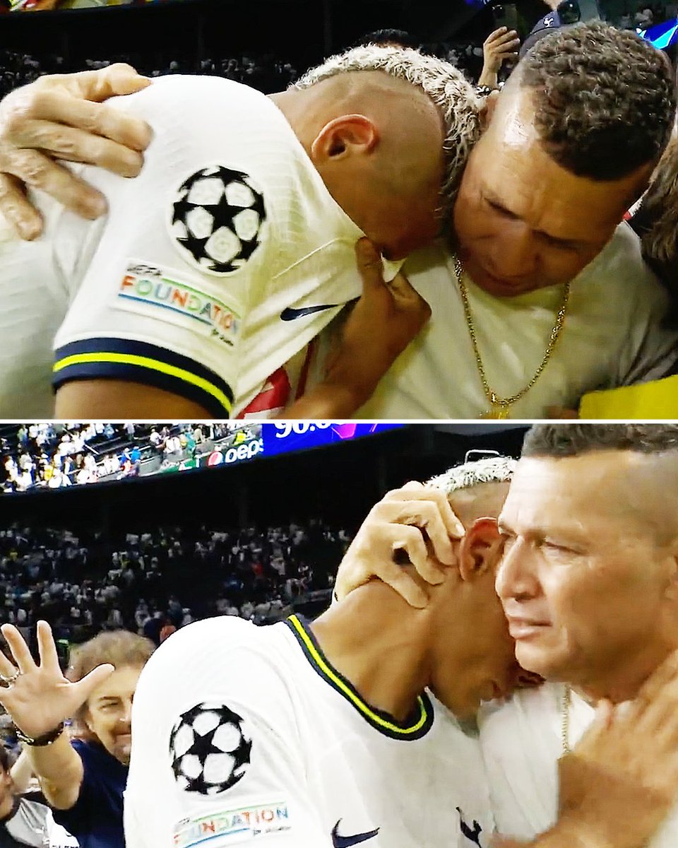 ESPNFC's tweet photo. Richarlison couldn't hold back the tears celebrating with his father after scoring a brace in his Champions League debut 🥺❤️

This is why we play! https://t.co/P96piPdeiT