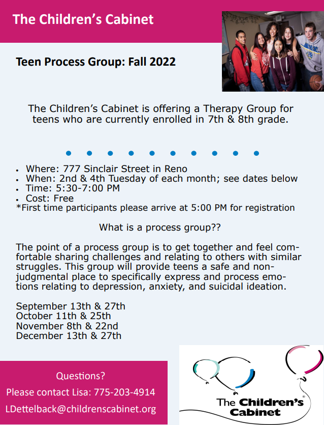 ChldrnsCabnt's tweet image. We are excited to announce our new therapy groups available for 7th and 8th graders to share their challenges and relate in a comfortable setting. Please share with your teens! Dates, address, and contact information in the image!