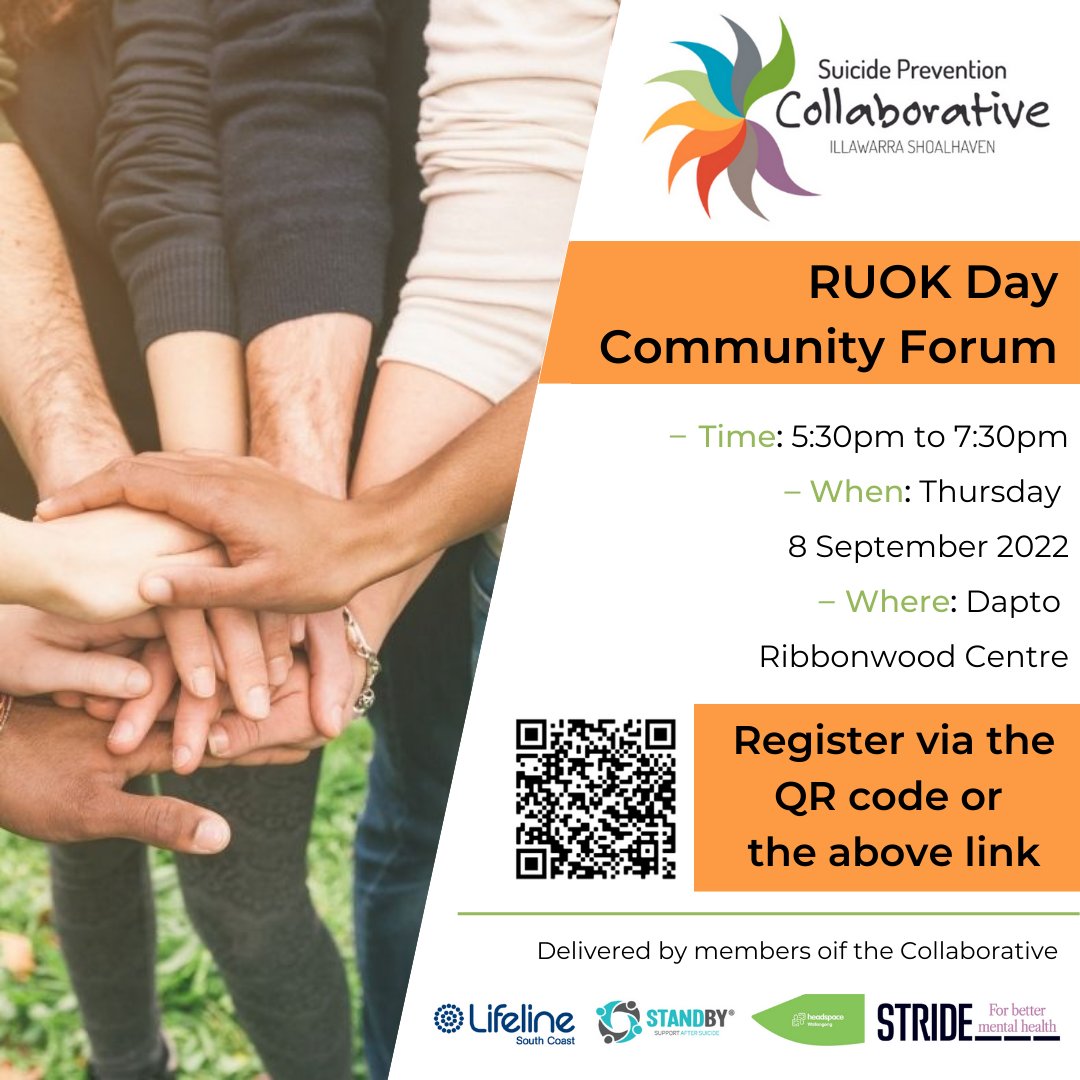 Today is #RUOKDay and we're hosting a community forum at the Dapto Ribbonwood Centre from 5:30pm for anyone across the Illawarra interested in knowing more about suicide prevention. Everyone is welcome, find out more about the event here bit.ly/3I1EHIr