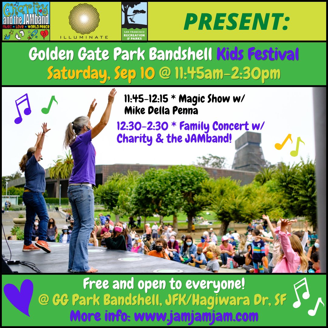 RecParkSF's tweet image. Join us for FREE shows at the Golden Gate Bandshell starting today, 9/7 w/ a special Market to Bandshell show produced in association w/ @415Sunset. It will feature Carlie Mari, Jon &amp;amp; the Baptists, &amp;amp; the Seagulls from 4-7PM. Learn more here: goldengatebandshell.org