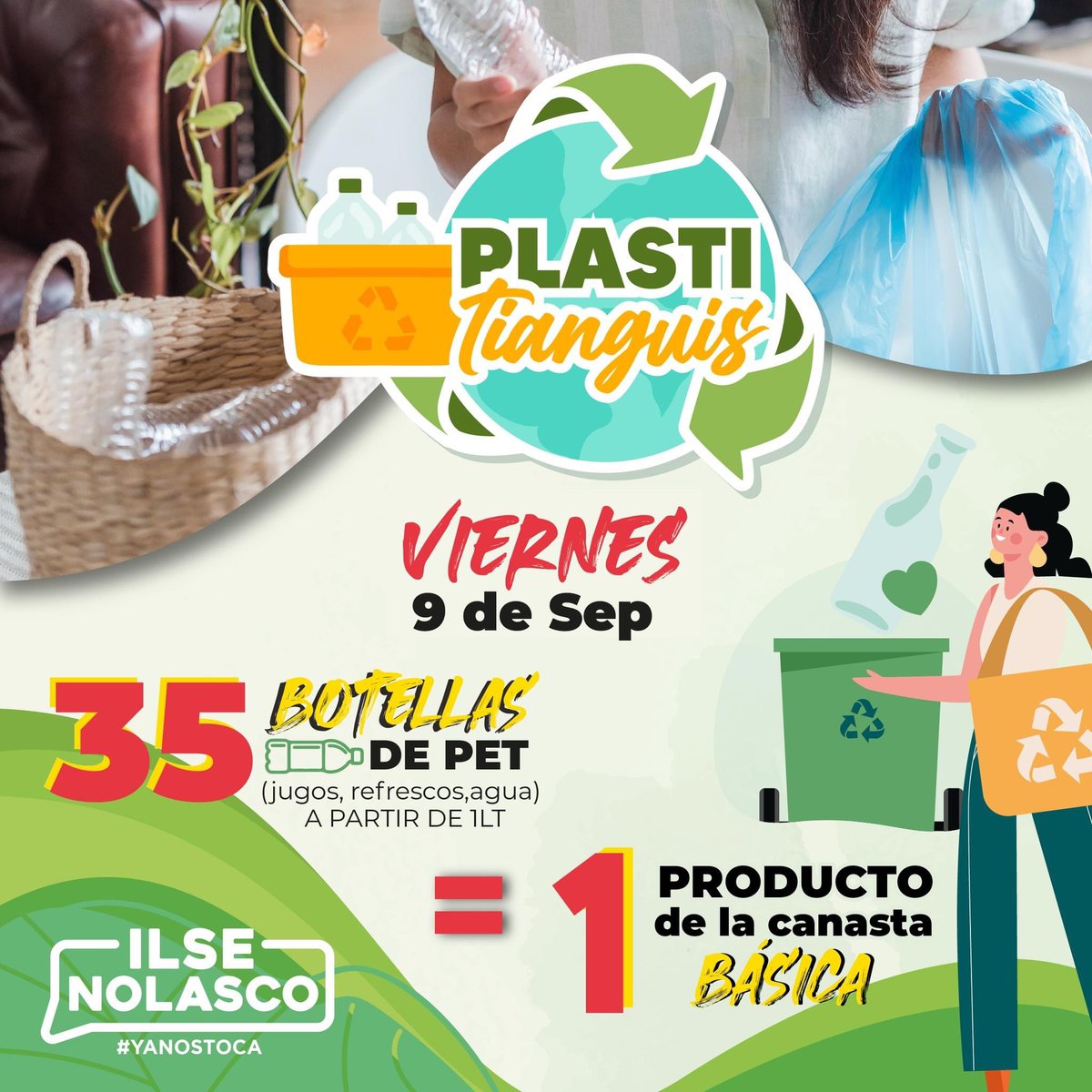 IlseMNolasco's tweet photo. ¡Retomamos las rutas del Plastitianguis!

Atención vecinos de las siguientes colonias 🔽 nos vemos este viernes 9 de Septiembre. 

Trae 35 botellas de PET a partir de 1lt, limpias y aplastadas e intercambiarlos por un producto de la canasta 🧺 básica. https://t.co/ss16sVfrYe